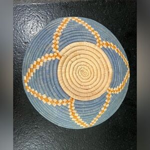 African Rwanda Woven Sweetgrass and Sisal Wall Hanging Basket